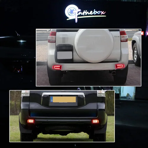 Miniatura 5 de 3D óptico rojo LED parachoques trasero reflectores freno luz trasera lámparas kit para Toyota Land Cruiser PRADO FJ150 2010 2011 2012 2013 2014 2015