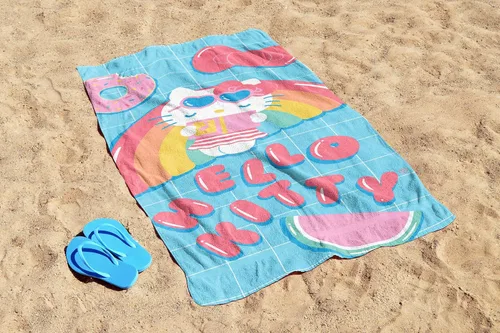 Miniatura 4 de Jay Franco Hello Kitty Rainbow - Toalla de playa para piscina y baño, súper suave y absorbente, 100% algodón, mide 28 x 58 pulgadas