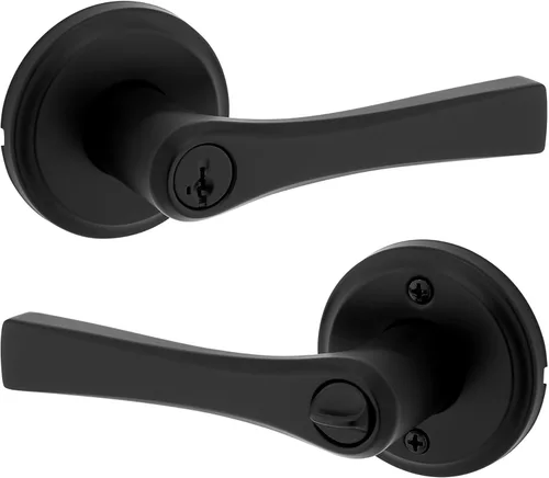 Miniatura 11 de Kwikset Katella - Manija de puerta de paso interior, palanca para puertas de armario y pasillo, manija reversible sin bloqueo, color negro mate