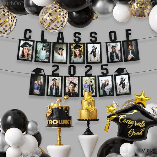 Miniatura 9 de KatchOn, Cartel de fotos de graduación negro 2025 – Grande, 10 pies Cartel de fieltro de la clase de 2025 para decoraciones de graduación 2025