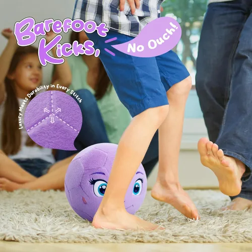 Miniatura 6 de VangeBow Pelotas de fútbol silenciosas para interior para niños de 1 a 3 años, pelotas de fútbol hinchables de felpa suave para bebés y niños