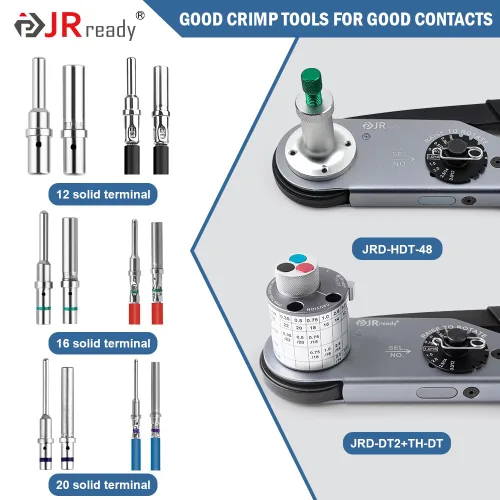 Miniatura 6 de JRready ST6443 Kit de pines Deutsch, pines sólidos Deutsch, kit de contactos de barril cerrado tamaño 12 16 20 terminales machos y enchufes hembra
