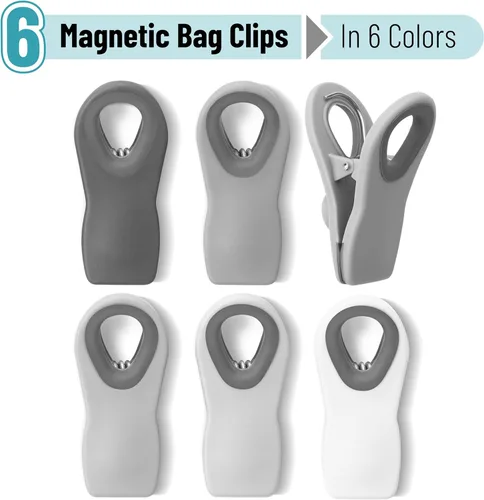 Miniatura 2 de Mr. Pen - Clips Magnéticos para Bolsas de Papas Fritas, Paquete de 6, Clips Grises para Bolsas de Papas Fritas, Clips para Bolsas, Clips para Tonos