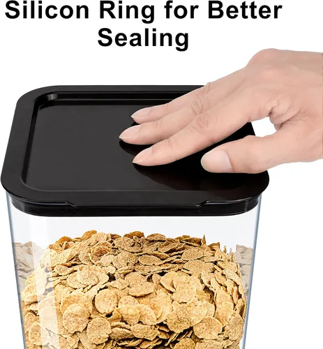 Miniatura 6 de Dispensador de cereales de 5L para encimera con tapas, contenedores de organización y almacenamiento para cocina y despensa, dispensador de arroz