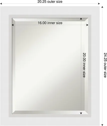 Miniatura 2 de Amanti Art - Espejo de baño blanco para sobre lavabo, espejo de tocador rectangular blanco de 24x20, marco de madera moderno pequeño, se cuelga