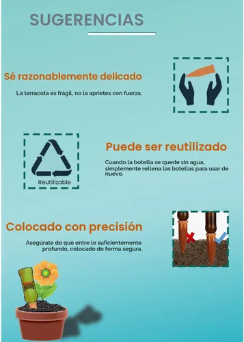 Miniatura 6 de vensovo 10 picos de riego de terracota, estacas automáticas de riego automático, dispositivos de riego de plantas para botellas de vino, botellas