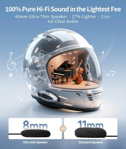 Miniatura 4 de JESIMAIK Auriculares Bluetooth para casco de motocicleta, sistema de comunicación de casco de malla para 10 jinetes, soporte magnético antirrobo