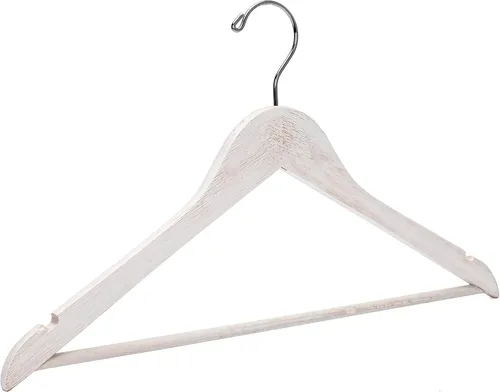 Miniatura 6 de 10 perchas blancas vintage – Perchas de madera de primera calidad para camisas, vestidos, abrigos, pantalones – Juego de perchas rústicas