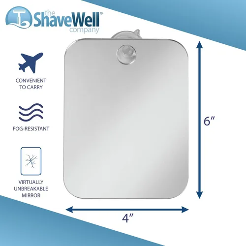 Miniatura 3 de Shave Well - Espejo de afeitado antivaho de viaje, portátil, sin niebla, espejo de ducha colgante con opción de mano para hombres y mujeres, incluye