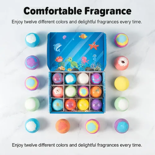Miniatura 5 de Ocean Toy - Bombas de baño con mangas de bola de sal de baño, paquete de 12 bombas de baño mejoradas, colección de bombas de baño de burbujas