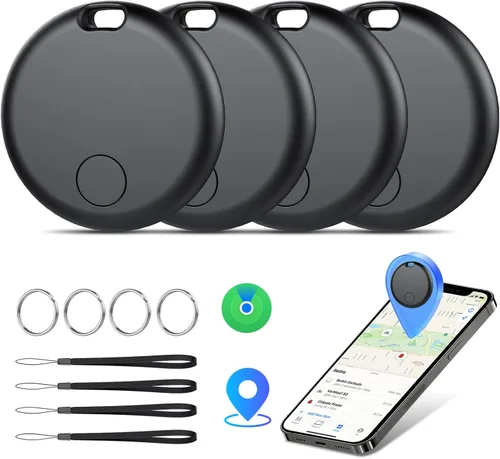 Air Tracker Tags-4 Pack: Smart Bluetooth Tracker, Item Finder Works with Apple Find My (iOS Only) App, Trakcer Tag Locator for Keys, Luggage,