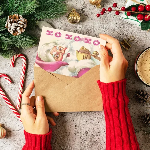 Miniatura 5 de AnyDesign 36 tarjetas de felicitación de Navidad, 12 diseños, tarjetas de notas rosas vintage con sobres blancos y calcomanías adhesivas, tarjeta
