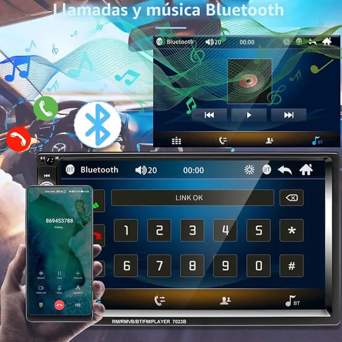 Miniatura 4 de Podofo - Estéreo de auto de doble DIN con radio, pantalla táctil Bluetooth de 7 pulgadas manos libres, Mirror Link, USB, SD, FM, receptor de audio
