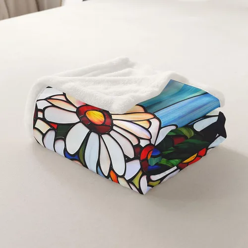 Miniatura 5 de Manta de cama de margaritas blancas, manta de franela rústica con flores florecientes de jardín natural para decoración de habitaciones, manta