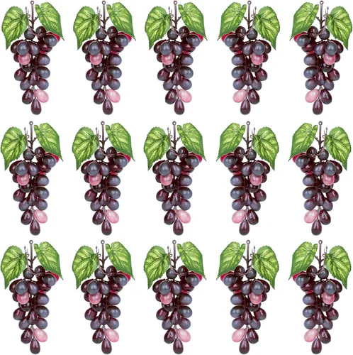 Miniatura 13 de 5 racimos de uvas falsas de goma, paquetes de uva falsa para el hogar, casa, cocina, fiesta, boda, fotografía, decoración, color negro