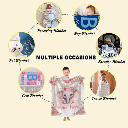 Miniatura 6 de Manta personalizada con nombre, suave, acogedora y ligera, con nombre para sofá o cama, regalo personalizado, unisex, tamaño XS, 40 x 30 pulgadas
