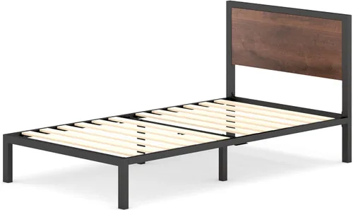 Miniatura 10 de ZINUS Mory - Marco de cama de metal y madera, soporte de listones de madera, no necesita somier, fácil de montar, tamaño individual