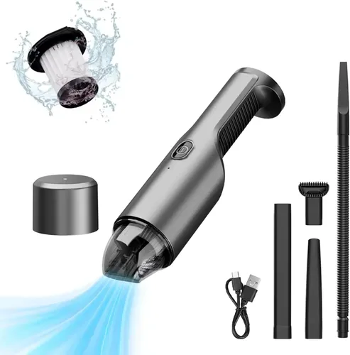 Aspiradora portátil para automóvil, aspiradora de mano portátil para limpieza interior del automóvil, uso húmedo y seco, recargable por USB, con