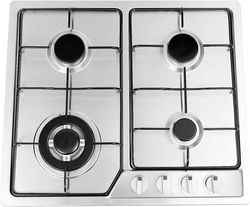 Cocina de gas de acero inoxidable de 4 quemadores de 23 x 20 pulgadas, estufa de gas con protección de termopar, fácil de limpiar, estufa de tamaño