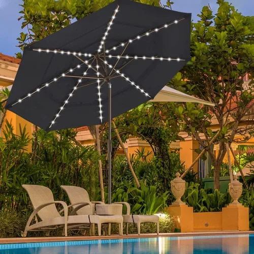 Miniatura 3 de EliteShade USA - Sombrilla solar de 9 pies / 2.74 metros, de 3 niveles, para patio, mesa al aire libre, con ventilación, con cubierta que no se Negro