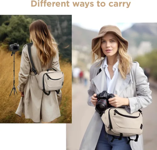 Miniatura 6 de TAAOKA Bolsa de Hombro para Cámara, Estuche para Cámara Impermeable con Soporte para Trípode, Bolsas para Cámaras DSLR/SLR/Sin Espejo Ligeras