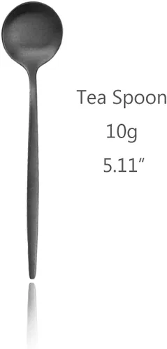 Miniatura 2 de Cucharas de café expreso negro mate, mini cucharas de té para café, cucharas pequeñas de acero inoxidable de 5.11 pulgadas para postre, juego de 6