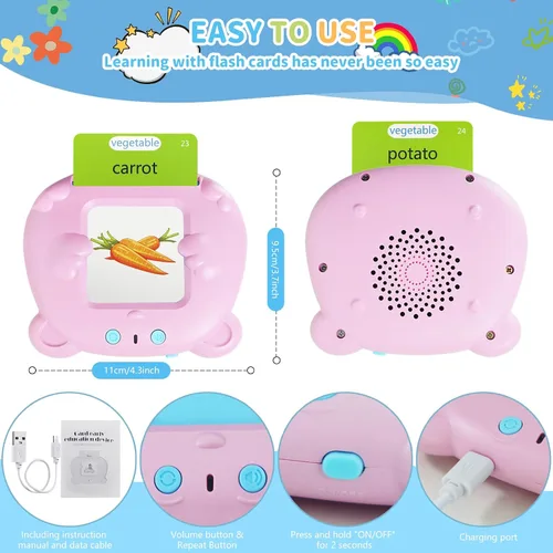 Miniatura 3 de Tarjetas flash parlantes para niños pequeños con 224 palabras visuales, juguetes Montessori, terapia del habla, juguetes sensoriales para autismo