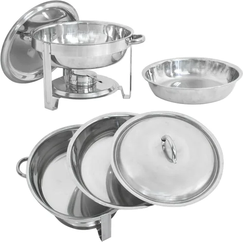 Miniatura 8 de Juego de bufé de acero inoxidable de 5 cuartos de galón, para catering, fiestas con bandeja de agua, soporte para combustible, servidores de bufé