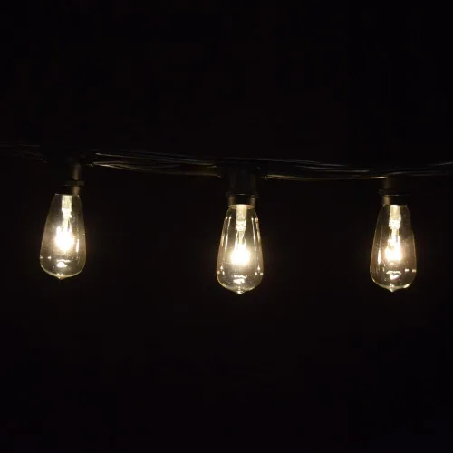 Miniatura 4 de Hometown Evolution, Inc. Cadena de luces Edison vintage de grado comercial para exteriores (ST40 transparente, cable negro comercial, 25 pies)