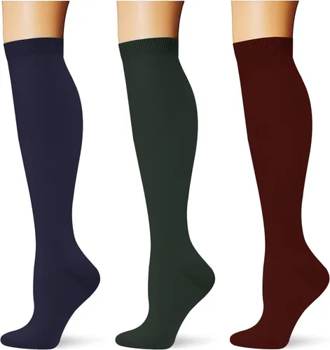 Miniatura 22 de (3 pares) Calcetines de compresión 20-30 mmHg, calcetines largos hasta la rodilla para mujeres y hombres, soporte atlético, para viajes y uso diario