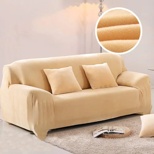 Miniatura 2 de Funda de terciopelo ultra suave para sofá de colores lisos, elastano elástico para sofá biplaza protección de muebles, fundas antideslizantes a