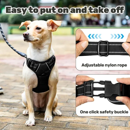 Miniatura 6 de Arnés para perro sin tirones, a prueba de escape, chaleco reflectante ajustable con asa de control, arnés para mascotas sin estrangulamiento