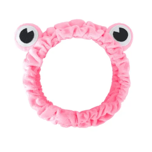 Miniatura 19 de Jowmoy Bonita diadema de orejas de conejo, diseño de ojo de rana, elástica para lavar la cara, para mujeres, maquillaje, ducha, spa. Q-Orejas