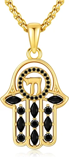 Miniatura 87 de Aniu Joyería de plata de ley 925 Hamsa de Fátima para mujer con circonita cúbica, viene con caja de regalo negra