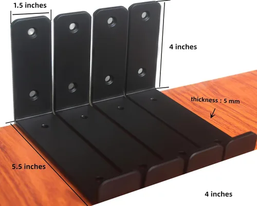 Miniatura 3 de Paquete de 4 soportes de estante de labio J de 5.5 pulgadas de largo x 4 pulgadas de alto x 1.5 pulgadas de ancho, soporte de estante flotante