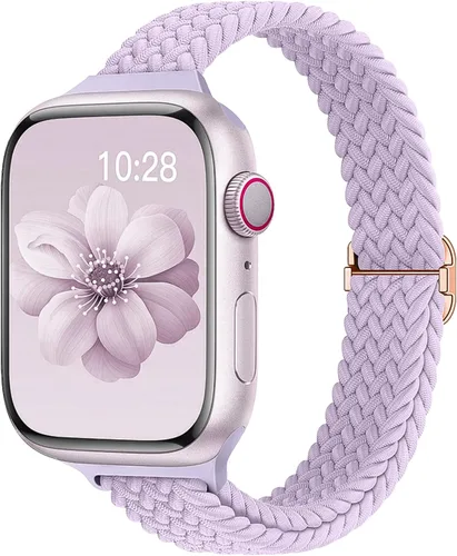 Miniatura 15 de Slim Braided Bands for Apple Watch Band 40mm 41mm 42mm 38mm 46mm 44mm 45mm 49mm Women,Stretchy Solo Loop Nylon Elastic Thin Narrow Skinny Strap for