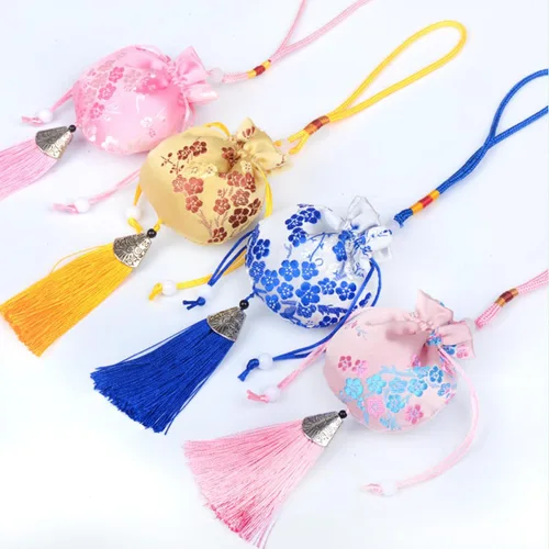 Miniatura 4 de Petunny 10 bolsitas chinas, con cordón, bolsa de brocado para joyas, brocado de seda, doble capa, con cordón, bolsa de regalo, para manualidades