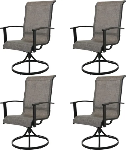 Miniatura 7 de Grand patio Juego de 2 sillas de comedor giratorias para exteriores, juego de balancines de malla de 360 grados para terraza, jardín trasero