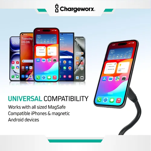 Miniatura 5 de CHARGEWORX Soporte magnético para teléfono – Soporte universal para teléfono celular de coche con cuello de cisne ajustable de 360° y base