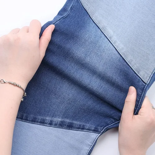 Miniatura 6 de vanberfia - Pantalones elásticos de cintura media para mujer, diseño retazos de mezclilla