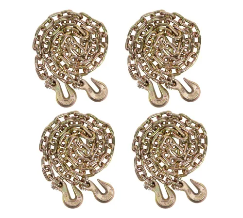 Miniatura 41 de Mytee Products Paquete de 4 cadenas de 3/8 pulgadas x 6 pies de grado 70 con ganchos de agarre de horquilla, cadena de remolque de transporte G70, 4
