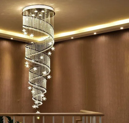 Miniatura 5 de Moderna lámpara colgante de cristal K9 con forma de gota de lluvia en espiral de cristal, lámpara colgante para sala de estar, hotel, escaleras
