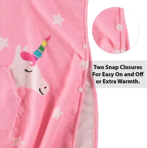 Miniatura 6 de Toalla de playa absorbente con capucha para niños y niñas, toalla de baño de microfibra con broches laterales (unicornio, 4-5)