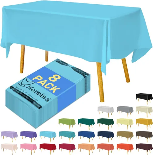 Miniatura 17 de Paquete de 3 manteles de plástico desechables de 54 x 108 pulgadas, manteles de color blanco hueso, manteles de fiesta nupcial para fiestas