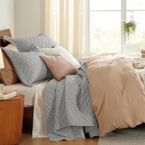 Miniatura 4 de Bedsure Colchas de tamaño Queen: colchas ligeras tamaño Queen con patrón de tejido de canasta, ropa de cama suave, colcha de edredón gris claro