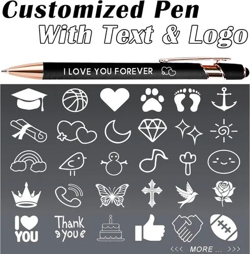 Miniatura 4 de Bolígrafos personalizados a granel, bolígrafos personalizados con nombre/logotipo en ambos lados, regalo de tinta negra, bolígrafo grabado con lápiz
