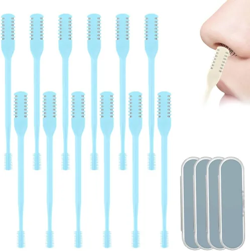 Miniatura 18 de AIIONP Cortador de vello nasal para mujeres y hombres, herramienta de eliminación manual de vello de fosa nasal giratoria de 360°, cuchilla de vello