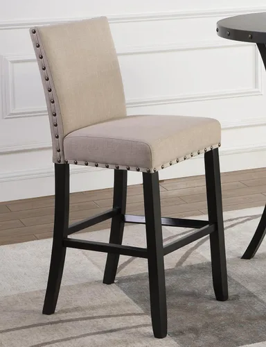 Miniatura 5 de Roundhill Furniture PC164TA Biony Taburetes de bar de tela con ribete de clavos (juego de 2), color gris