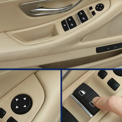 Miniatura 4 de FEXON Manija de puerta del lado del conductor para BMW Serie 5, panel de reposabrazos con interruptor de ventana, cubierta de panel de tirador