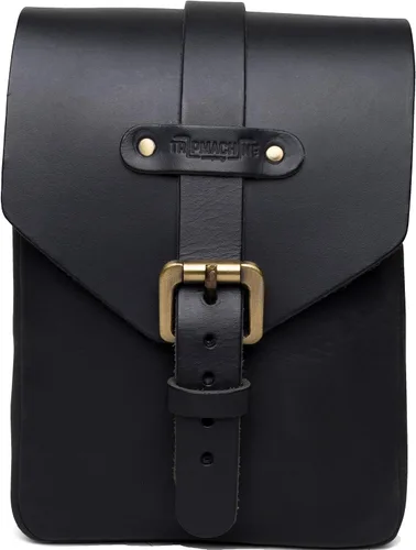 Miniatura 15 de Bolsa de tanque magnética de cuero genuino para motocicleta de Trip Machine Company con montaje en asiento trasero y cola, con correa para el hombro